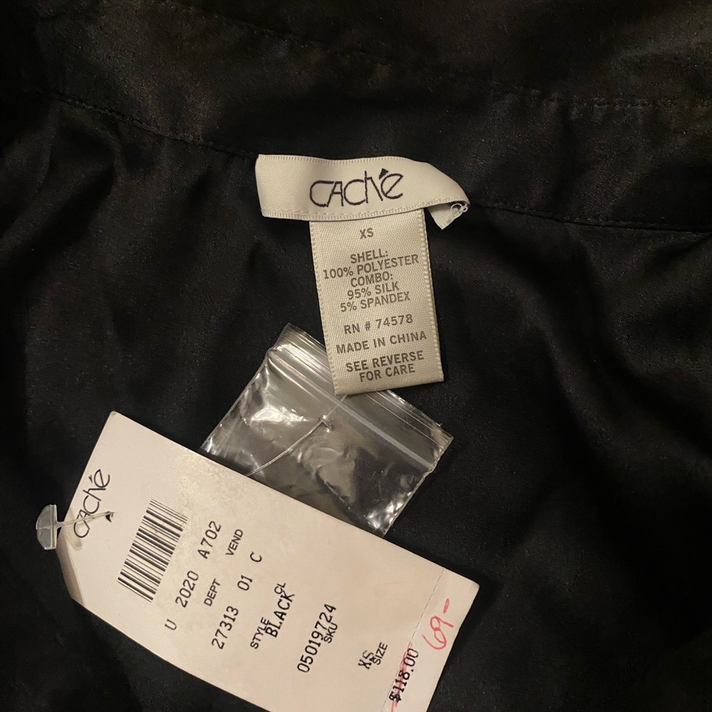 Cache Black Satin Blouse - Picture 2 of 4